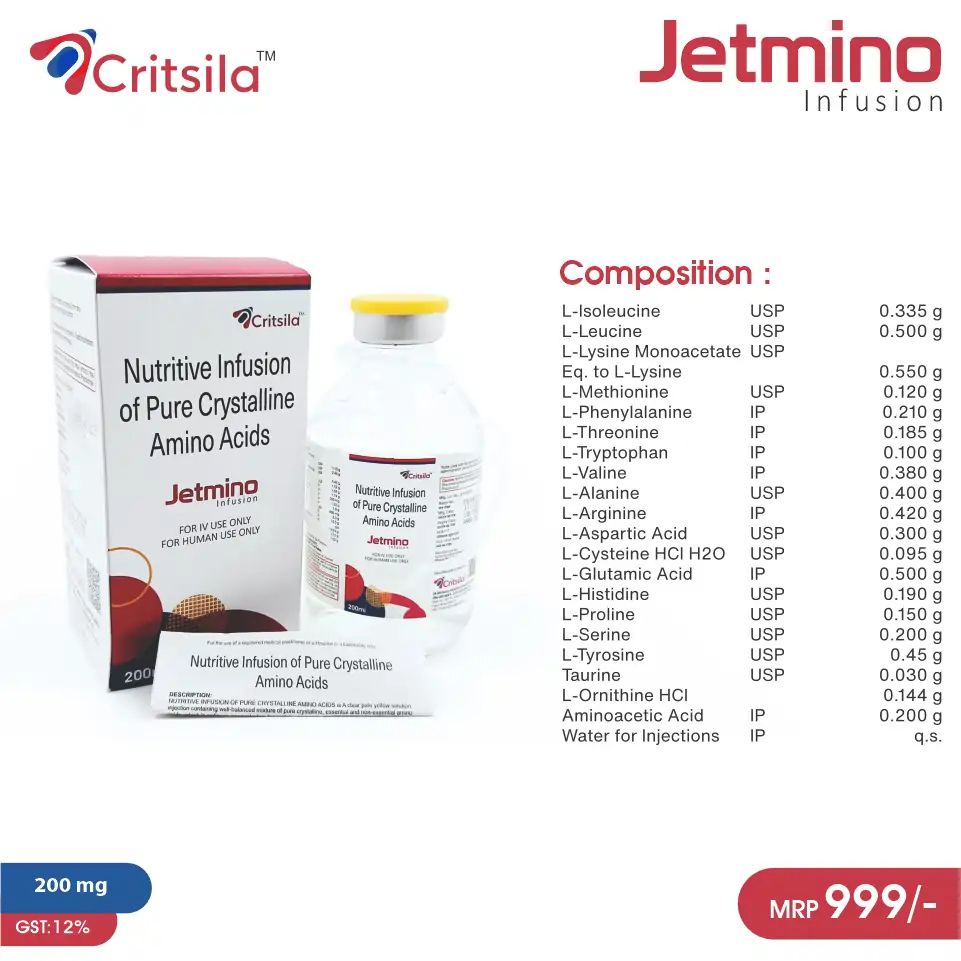 Amino Acid Infusion 200 ml at the best price in PCD Pharma Franchise for Amino Acid Supplement, Nutritional Support Therapy.